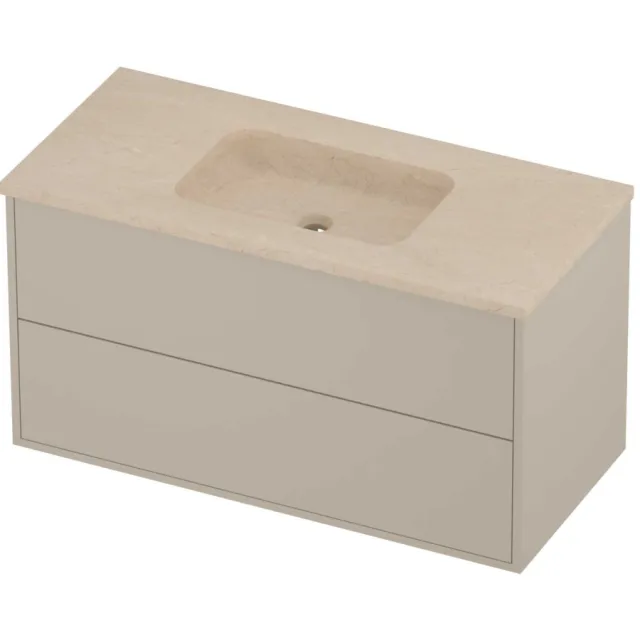 Proline Rollo Badmeubelset Hardsteen Elegant In Kader 100x46x54 cm Sand Stone Soft Linen Beige
