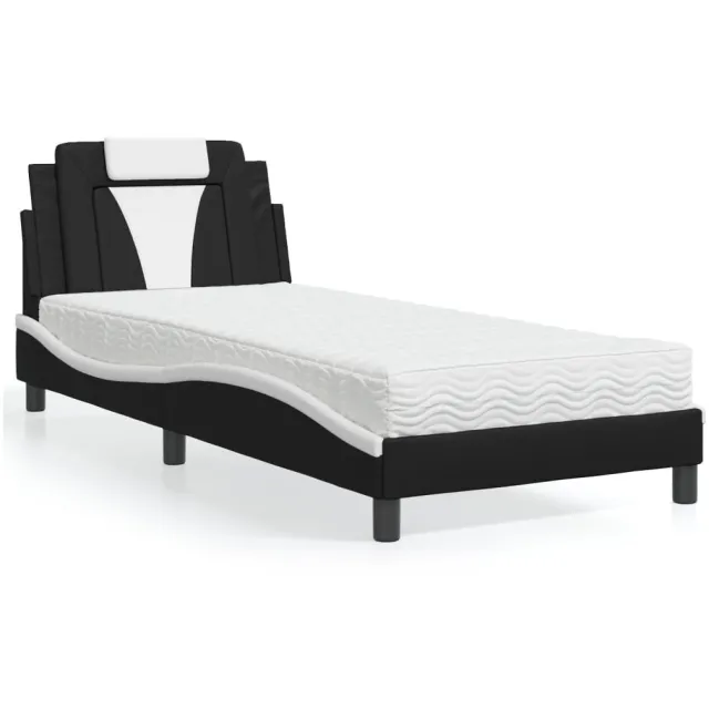 vidaXL Bed "Viana" met matras kunstleer zwart en wit 80x200 cm