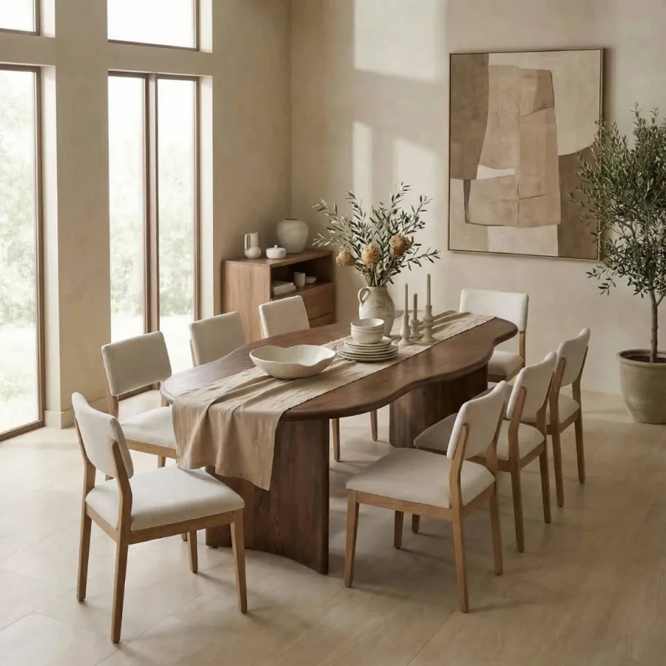 Giga Meubel Eettafel Tornio - Organisch Donkerbruin Hout - 240x110x76cm bruin, foto 3