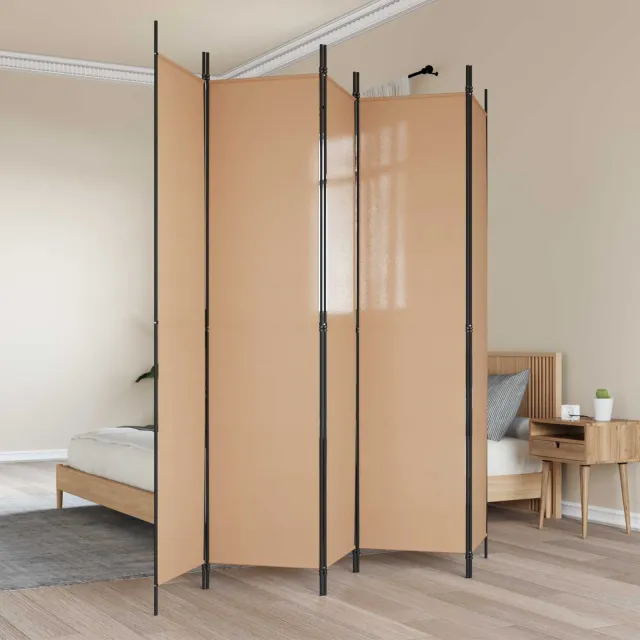 vidaXL 5-Panel Room Divider Beige 250 x 220 cm Stof, foto 2