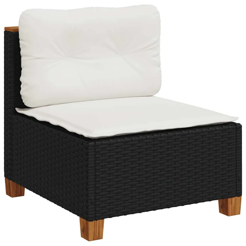 vidaXL 7-delige Loungeset met kussens poly rattan zwart, foto 4