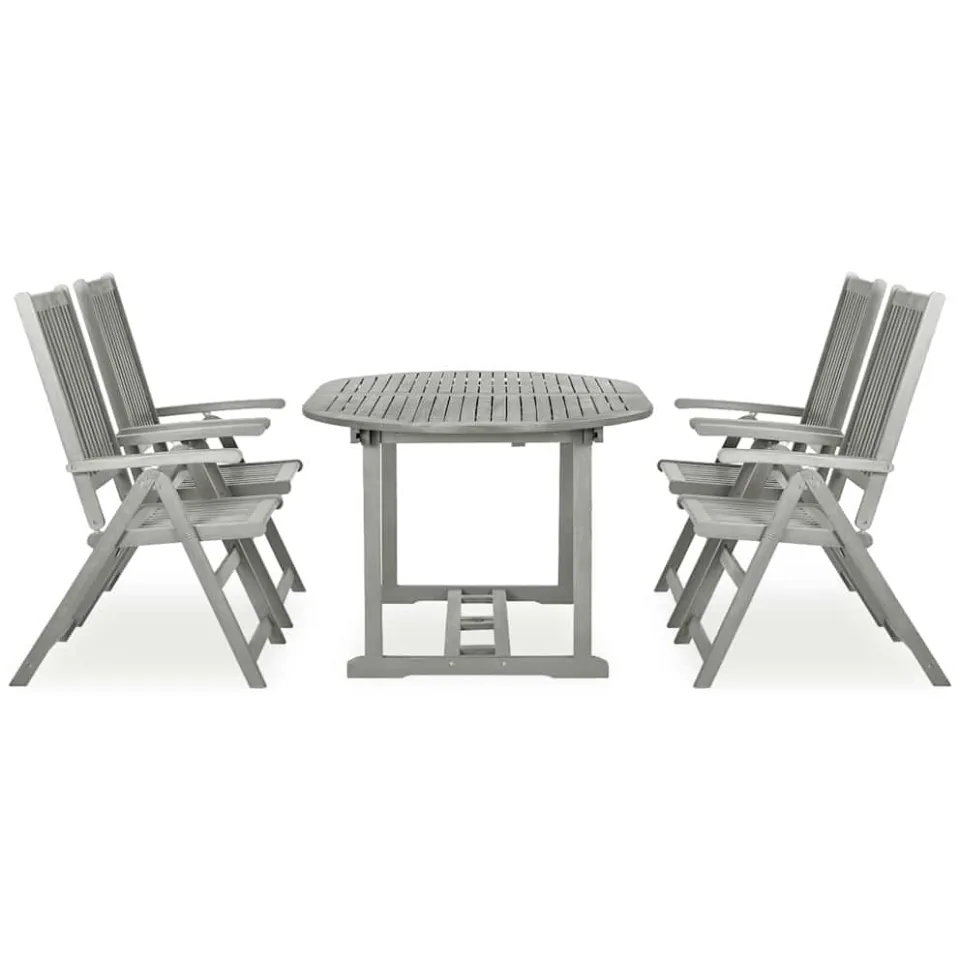 vidaXL 5-delige tuinset (150-200)x100cm massief acaciahout grijs