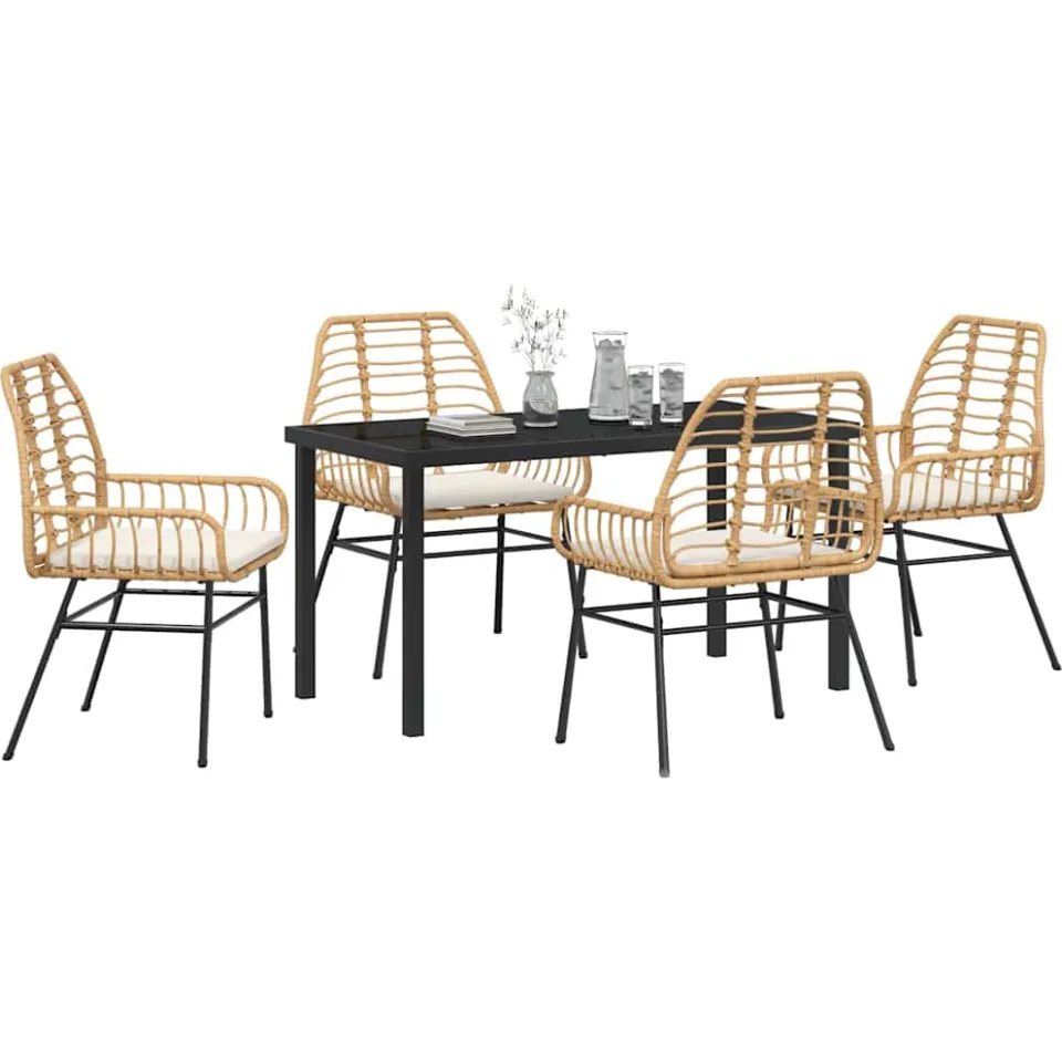 vidaXL Tuin eettafelset 5 st Bruin poly rattan