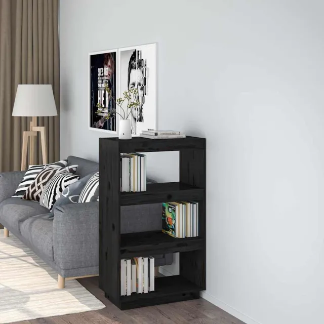 vidaXL Boekenkast/kamerscherm 60x35x103 cm massief grenenhout zwart, foto 2