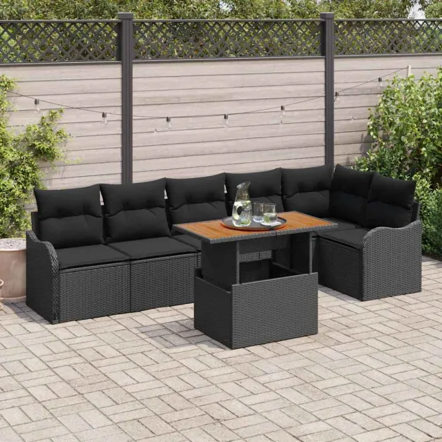 vidaXL Tuin Sofa Set 7 st Zwart Poly riet, foto 2