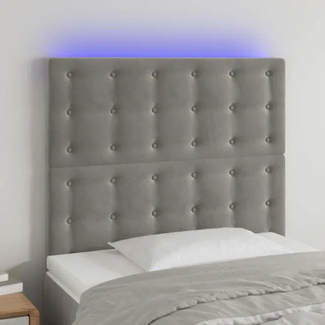 vidaXL Hoofdbord LED 80x5x118/128 cm fluweel lichtgrijs grijs