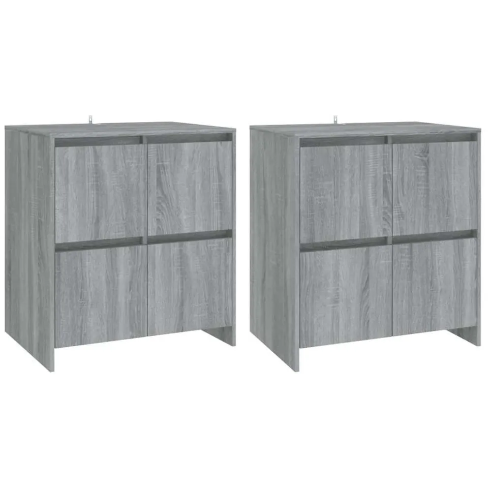 vidaXL Dressoirs 2 st 70x41x75 cm bewerkt hout grijs sonoma eikenkleur