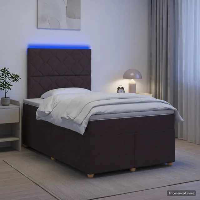 vidaXL Boxspringbed met matras Donkerbruin 120 x 190 cm Stof