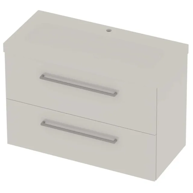 Basic-Line Moby 46 Badmeubelset Polystone 1 Kraangat Voor Grepen 100x46x66 cm Ice White Mat Wit