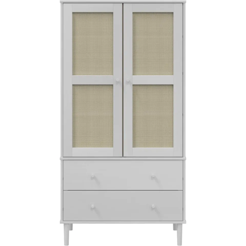 vidaXL Kledingkast SENJA 90x55x175 cm rattan look grenenhout wit, foto 4