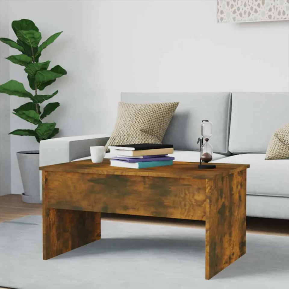 vidaXL Salontafel 80x50,5x41,5 cm bewerkt hout gerookt eikenkleurig, foto 3