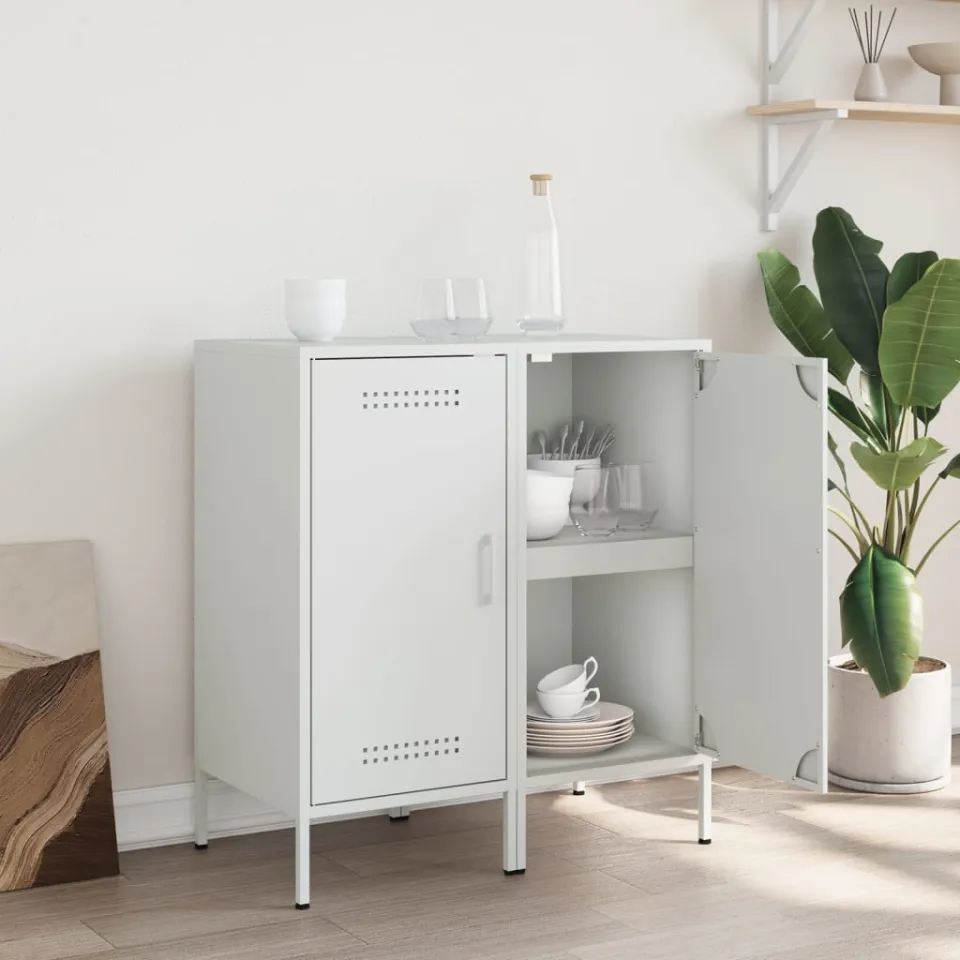 vidaXL Dressoirs 2 st 36x39x79 cm staal wit, foto 3