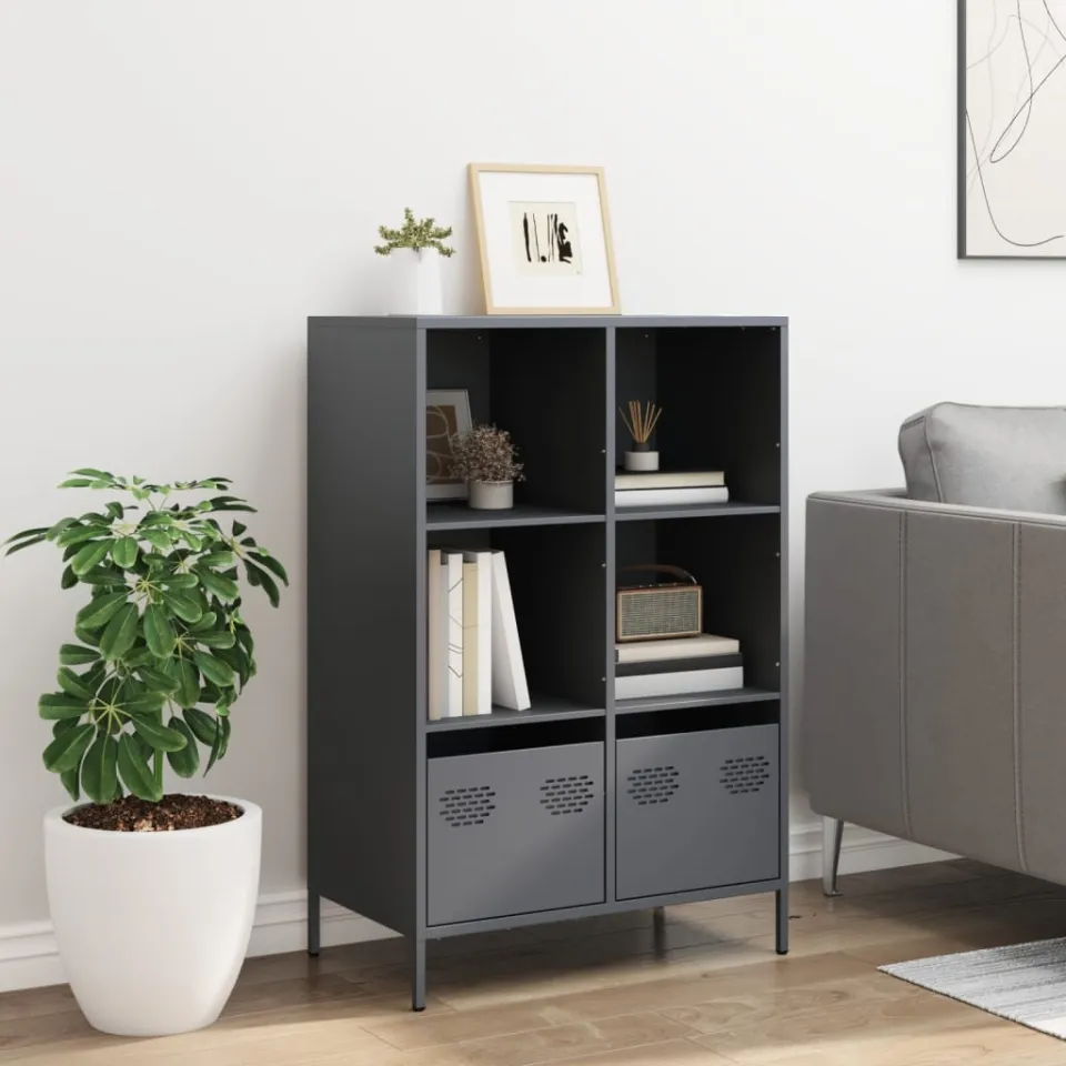 vidaXL Hoge kast 68x39x103,5 cm staal antracietkleurig, foto 2