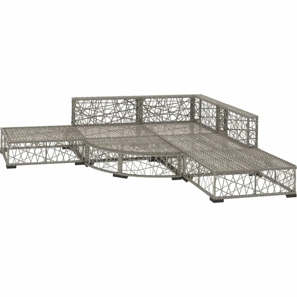 vidaXL 6-delige Loungeset met kussens poly rattan grijs, foto 3