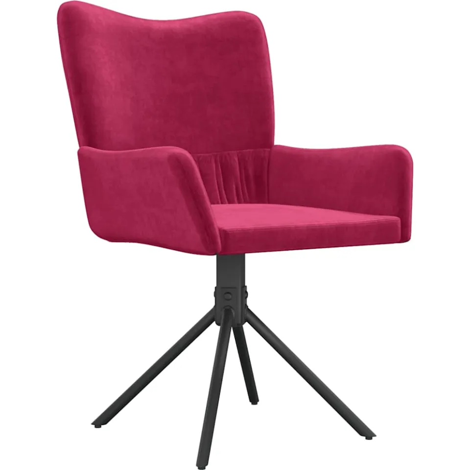vidaXL Eetkamerstoelen draaibaar 2 st fluweel wijnrood, foto 4