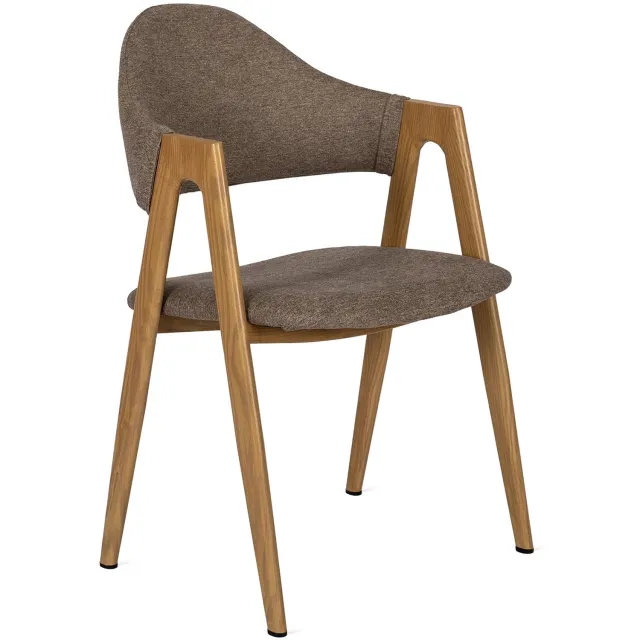 Mebel Elite Ruiz Serie - Gestoffeerde Eetkamerstoel - Beige - Met Armleuningen - Stalen Onderstel
