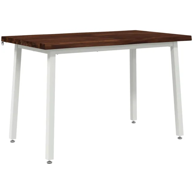 vidaXL Eettafel - met - levendige - rand - 120 - x - 70 - x - 75 - cm Donkerbruin en Wit