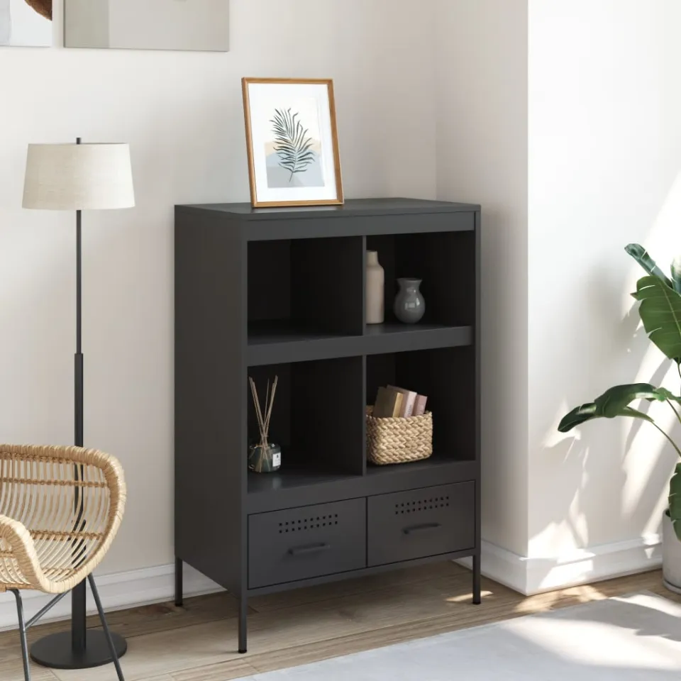 vidaXL Hoge kast 68x39x101,5 cm staal zwart, foto 3