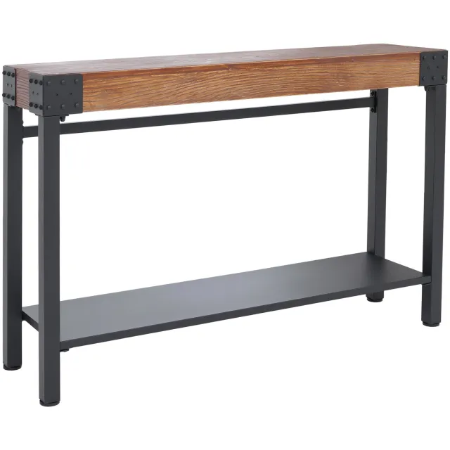 MCW Consoletafel MCW-Q68, telefoontafel, bijzettafel, industrieel retro, hout 82x120x31 cm ~ bruin, metaal zwart