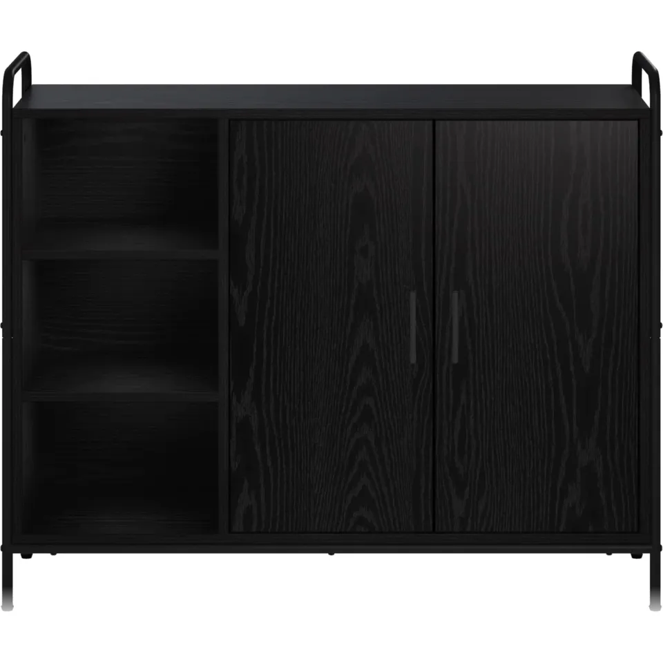 vidaXL Dressoir Zwart eiken 97 x 33 x 81 cm Bewerkt hout, foto 4