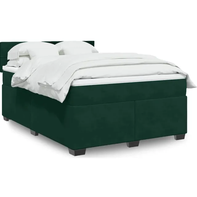 vidaXL Boxspring met matras fluweel donkergroen 140x200 cm groen