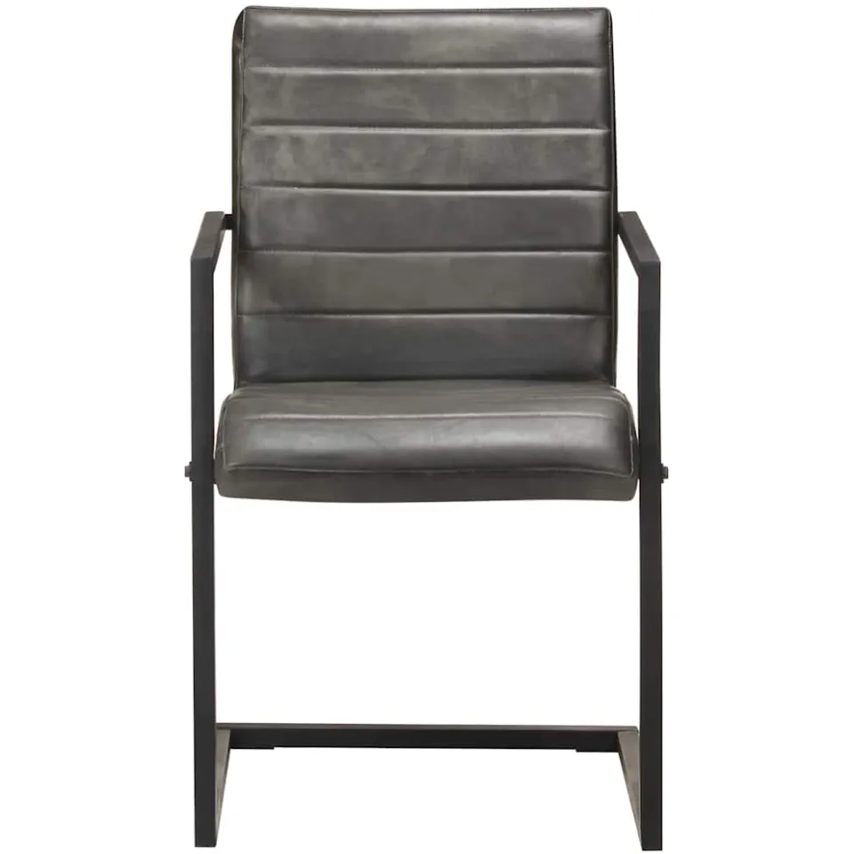 vidaXL Eetkamerstoelen 4 st echt leer grijs, foto 3