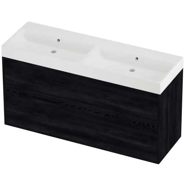 Proline Podium Badmeubelset Polystone Loft Dubbel 140x46x75 cm Mat White Black Oak Eiken