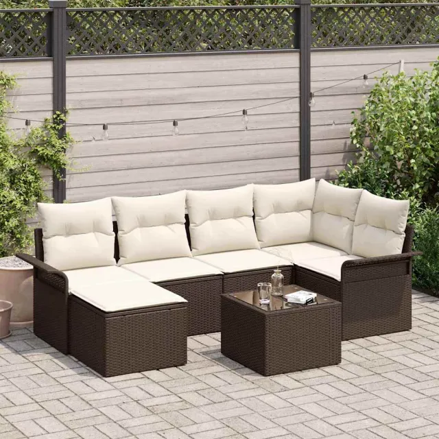 vidaXL Tuin Sofa Set 7 st Bruin poly rattan, foto 2