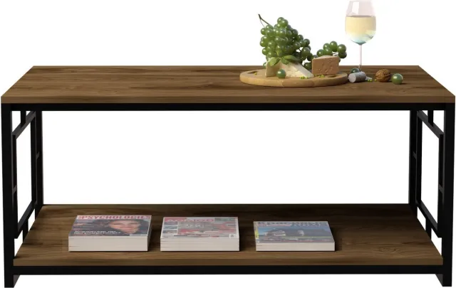 Skye Decor , Salontafel, Kelvin - Black, Gemelamineerde spaanplaat, Walnoot & Zwart, 120 x 60 x 50 cm Bruin