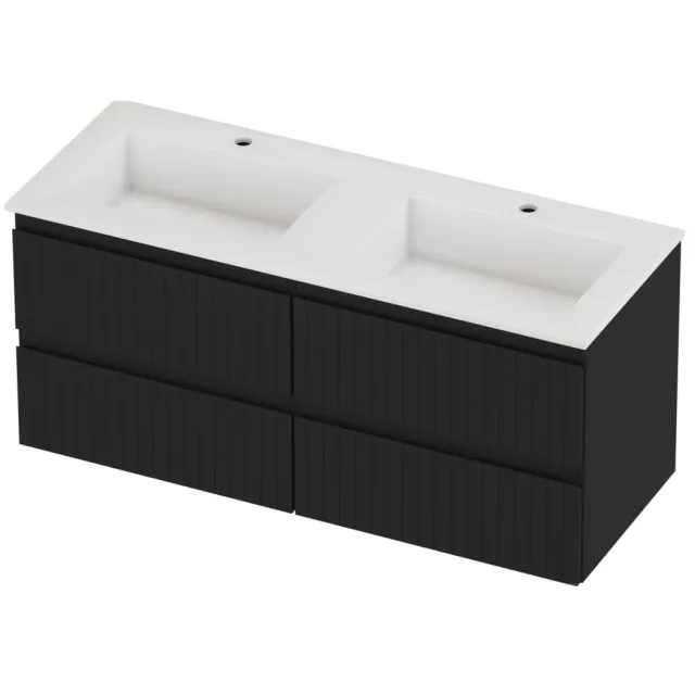 Proline Aristo Badmeubelset Polystone Elegant 4 Laden 120x46x54 cm Glans Wit Mat Zwart