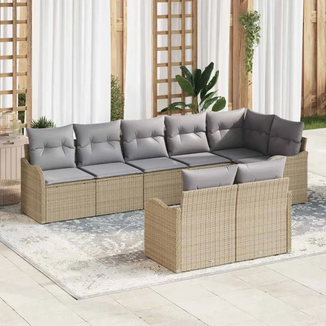 vidaXL Tuin Sofa Set 8 st Beige en Licht Grijs poly rattan, foto 2
