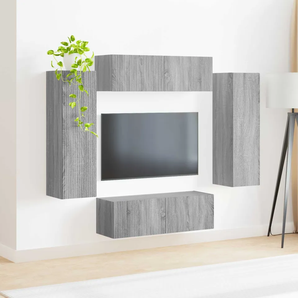 vidaXL TV Wandkast Set 4 st Grijs Sonoma Bewerkt hout, foto 4