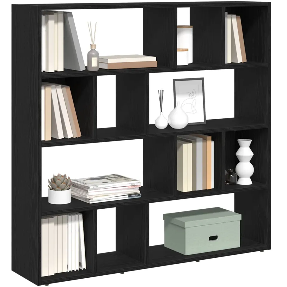 vidaXL Boekenkast/kamerverdeler zwart eiken 105x24x102 cm, foto 3