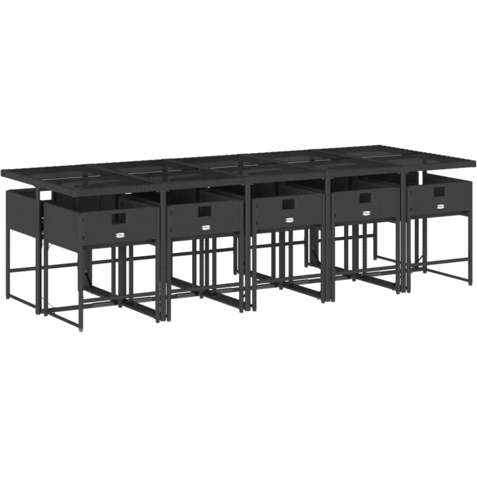vidaXL 11-delige Tuinset met kussens poly rattan zwart, foto 3