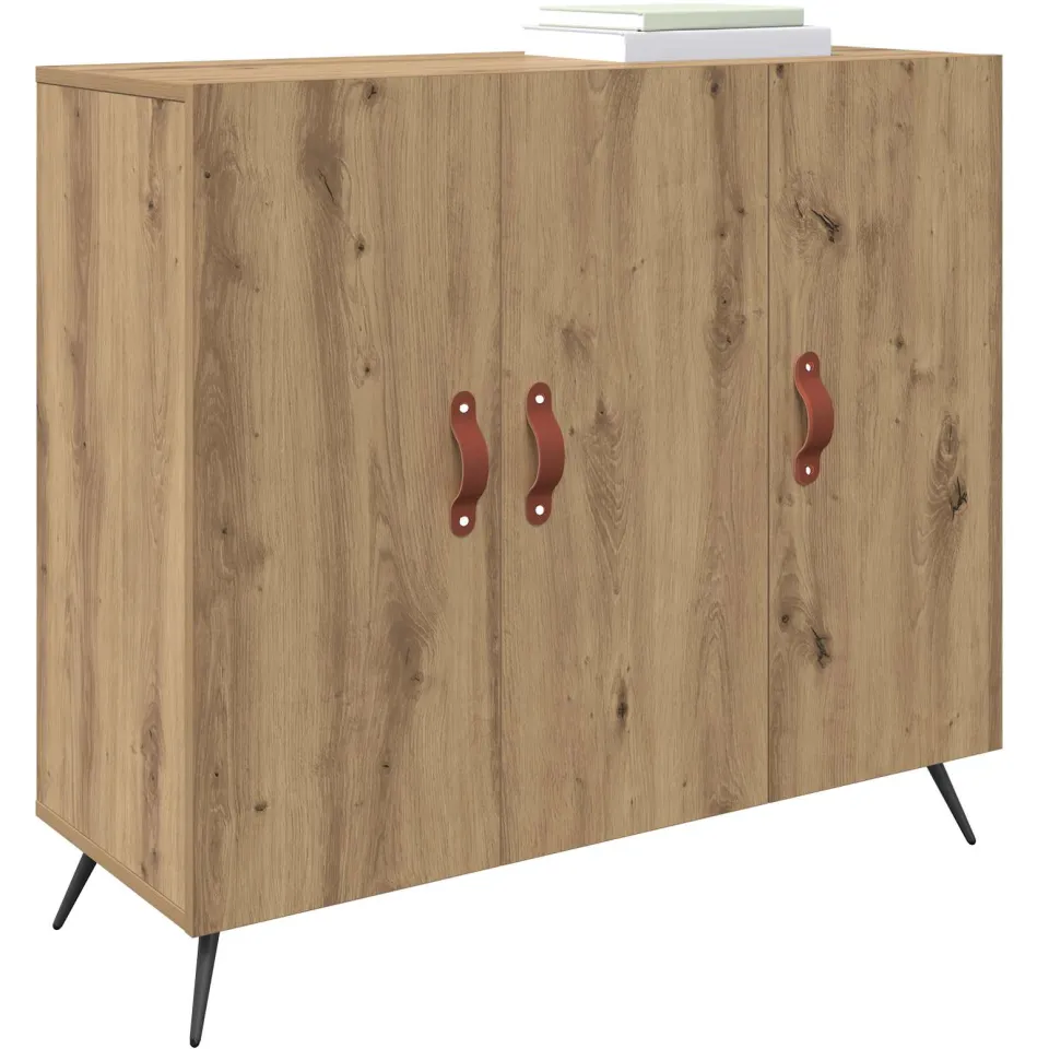 vidaXL Dressoir Artisan Eiken 89,5 x 34 x 80 cm Bewerkt hout Bruin