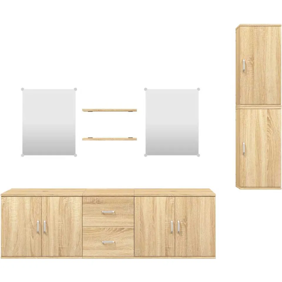 vidaXL 7-delige Badkamermeubelset bewerkt hout eikenkleurig, foto 2