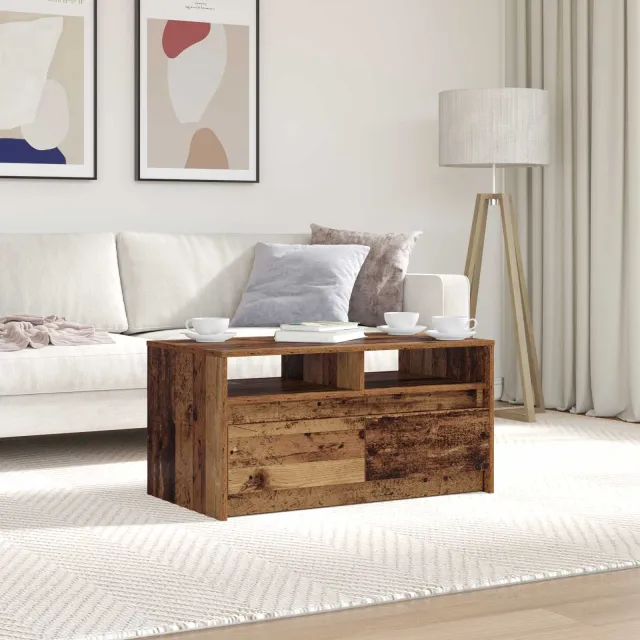 vidaXL Salontafel Oudhout 90 x 50 x 45 cm Bewerkt hout Bruin