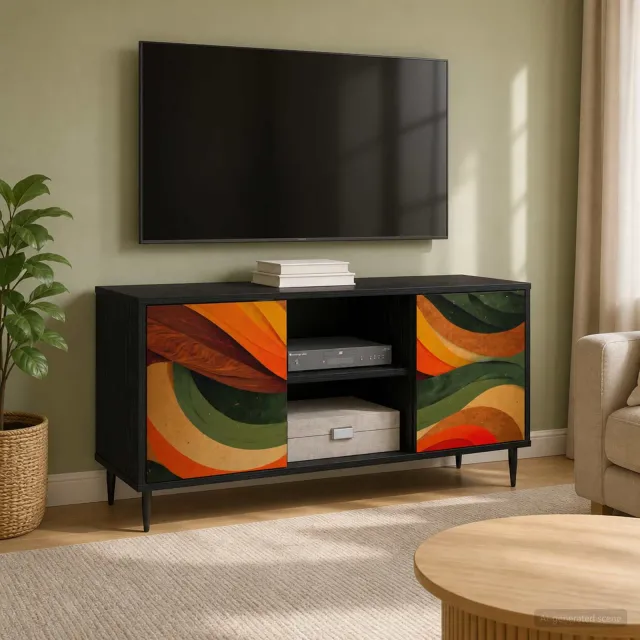 vidaXL Tv-meubel BONN 102 x 33 x 51 cm Zwart eiken Bewerkt hout, foto 2