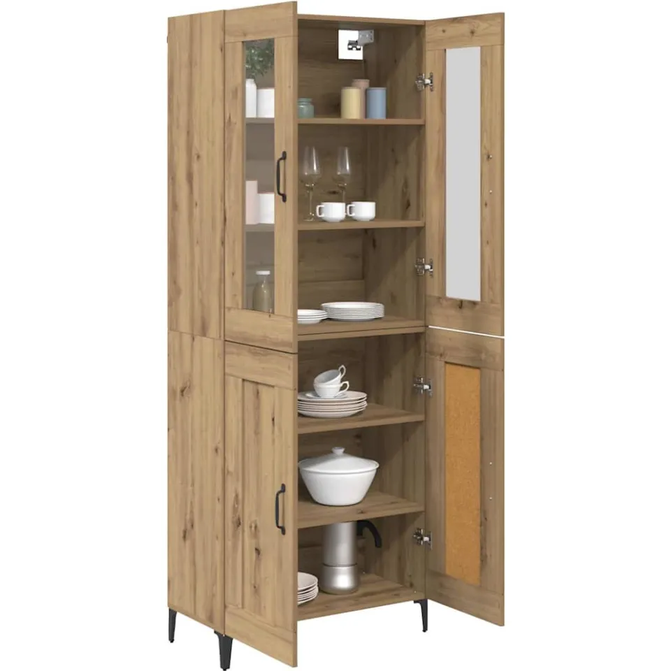 vidaXL Hoge kast Artisan Eiken 69,5 x 34 x 180 cm Bewerkt hout Bruin