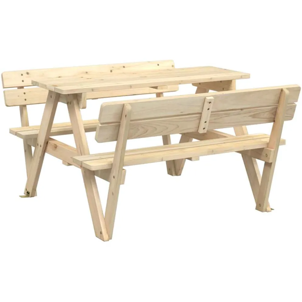 vidaXL Picknicktafel voor 4 kinderen met parasolgat massief vurenhout Bruin