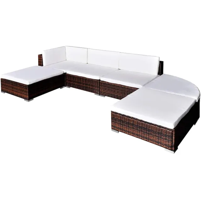 vidaXL 6-delige Loungeset met kussens poly rattan bruin