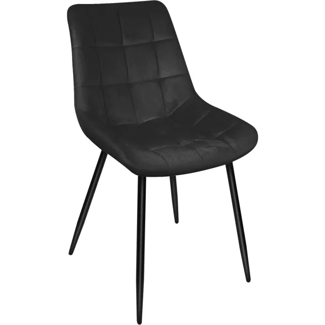 PIPIPOXER Eetkamerstoel - Set van 2 -Industrieel-Gestoffeerde Stoelen -Fluwelen - Metalen Poten-Draagvermogen 120 kg-zwart