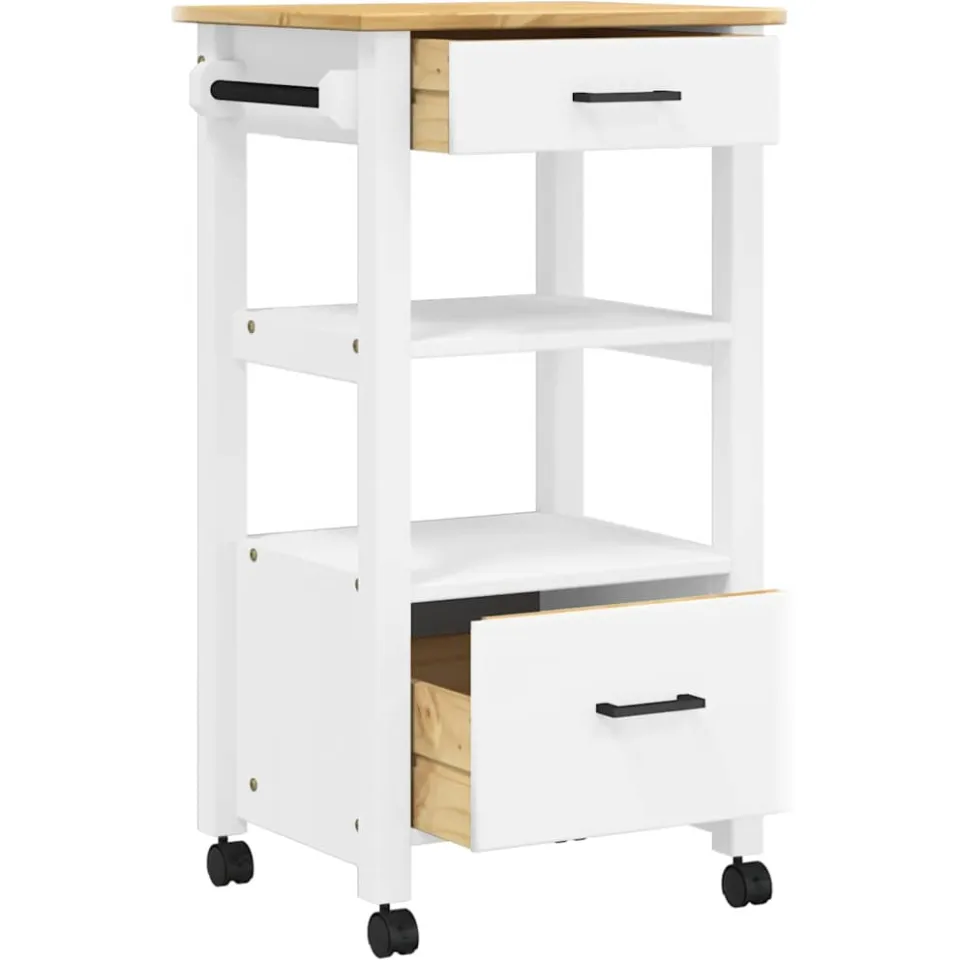 vidaXL Keukentrolley MONZA 48x40x88,5 cm massief grenenhout wit, foto 4