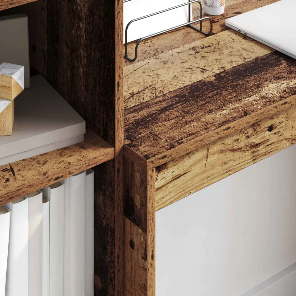 vidaXL Bureau Oudhout 135,5 x 40 x 127 cm 2 st bruin, foto 4