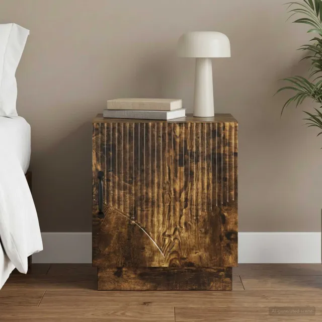 vidaXL Nachtkastje Gerookt eiken 43 x 34,5 x 47 cm Bewerkt hout, foto 2