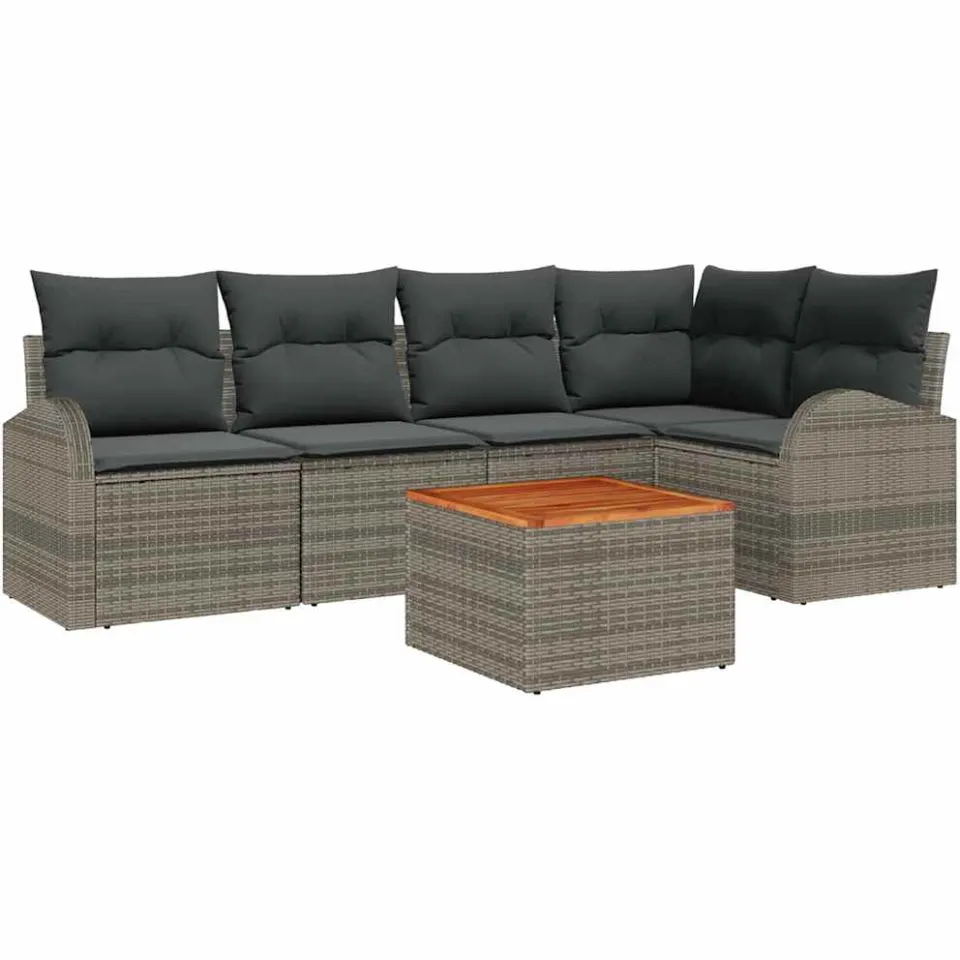 vidaXL Tuinbankenset 6 st Grijs poly rattan