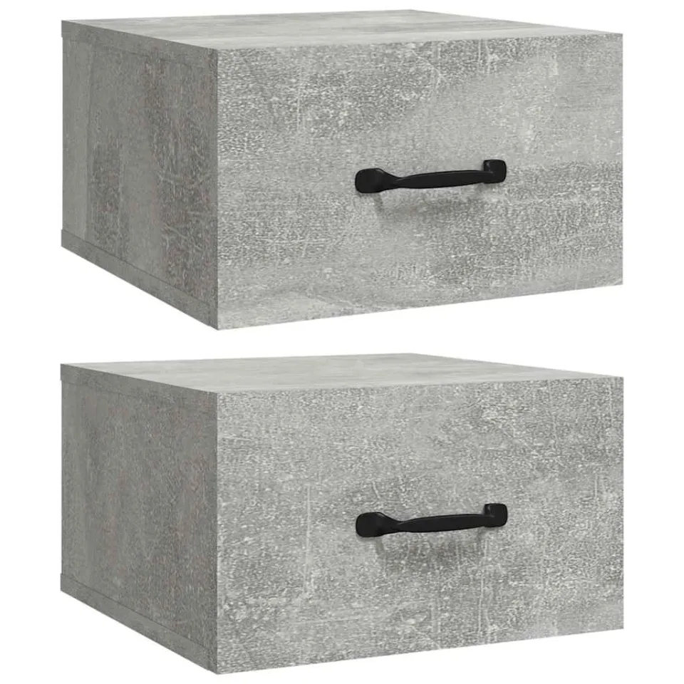 vidaXL Nachtkastjes 2 st wandgemonteerd 35x35x20 cm betongrijs grijs, foto 3