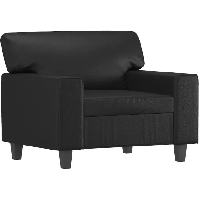 vidaXL Fauteuil - met - voetenbank - 60 - cm - kunstleer - zwart