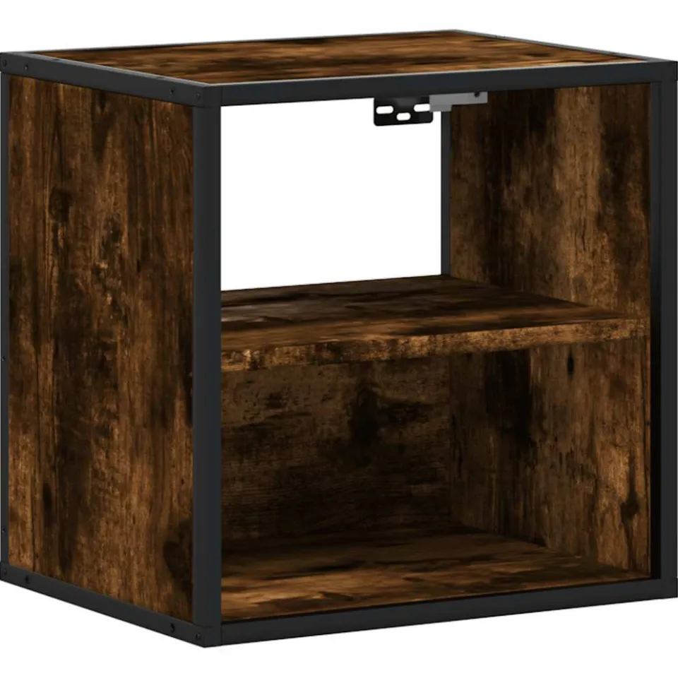 vidaXL Nachtkastje wandgemonteerd 40x31x39,5 cm gerookt eikenkleurig Bruin