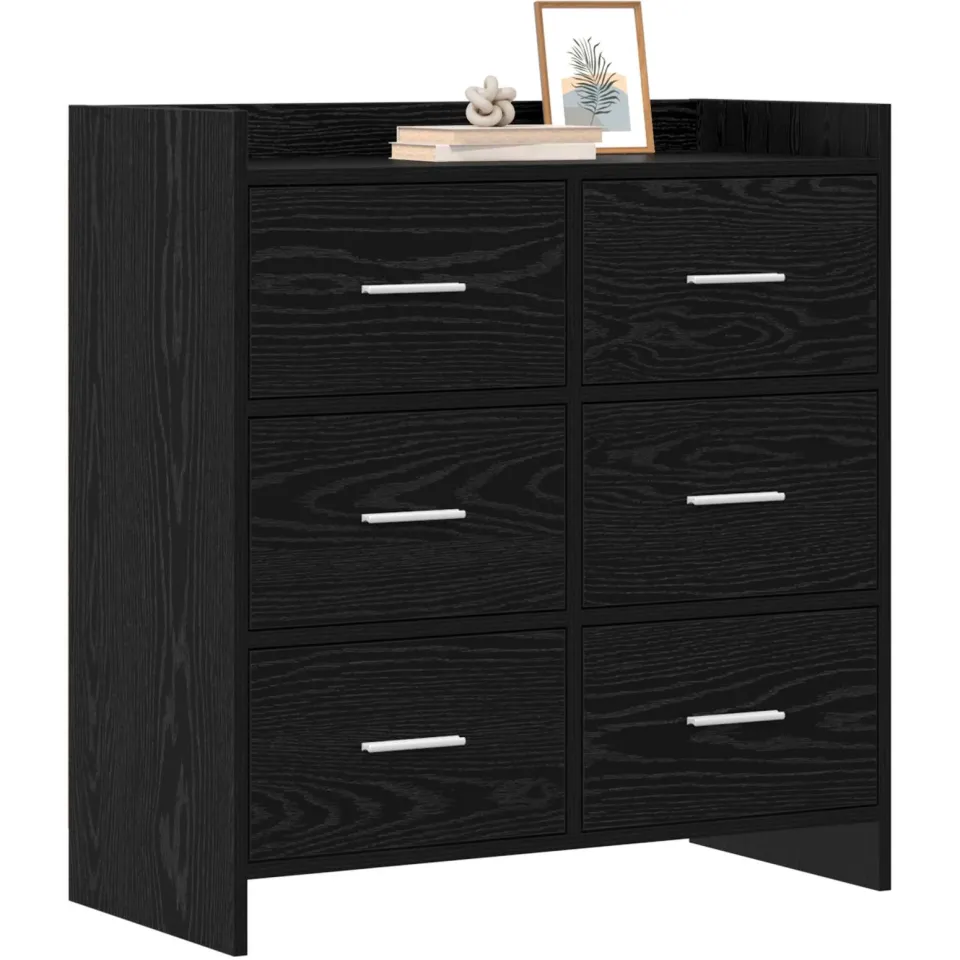 vidaXL Dressoir Zwart eiken 75 x 33 x 80 cm Bewerkt hout